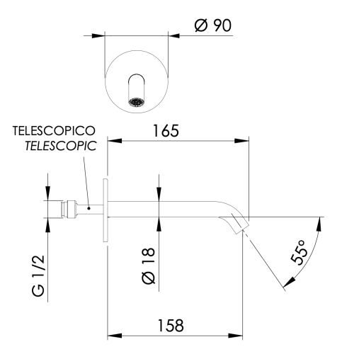 Излив Daniel Tokyo TK4704B15 настенный черный матовый - фото 2