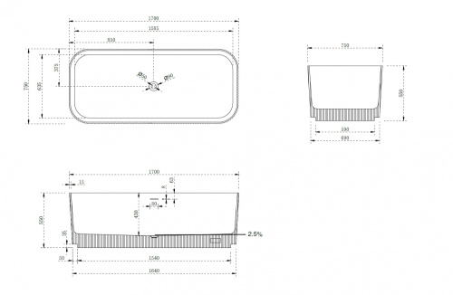 Ванна из искусственного камня Abber Stein AS9663Violett 170х75 отдельностоящая прямоугольная с каркасом - фото 4