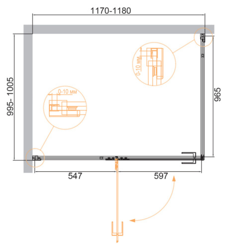 Душевой уголок Cezares BELLAGIO BELLAGIO-AH-1-120/100-C-NERO 120х100 стекло прозрачное профиль черный без поддона - фото 2