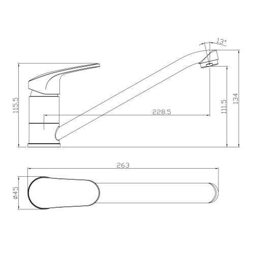 Смеситель для кухни Rossinka RS45 RS45-21 на мойку хром - фото 2