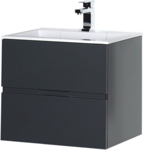 Тумба с раковиной Aquanet Алвита 00213094 60х45х53 подвесная цвет серый - фото 4