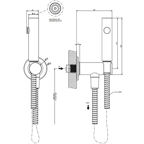 Гигиенический душ Gessi INCISO 58153#727 брашированное золото - фото 2