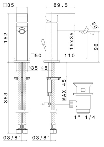 Смеситель Kerama Marazzi FUTURA 66425KM.21.018 на биде хром - фото 2