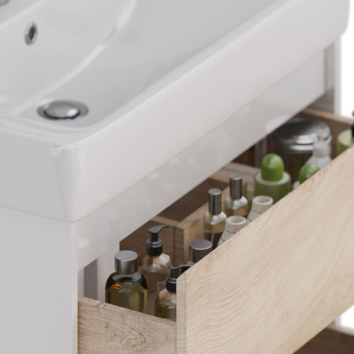 Тумба под раковину LeMark Combi LM03C80T-dub 74х44х65 напольная/подвесная цвет дуб канти/белый - фото 4