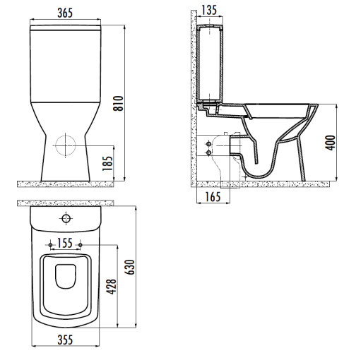 Чаша унитаза напольная Creavit Nova NV361-11CB00E-0000 цвет белый без бачка без сиденья душевой смыв - фото 2