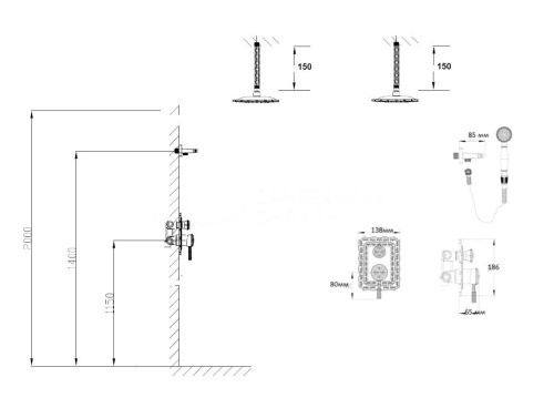 Душевая система Bronze de Luxe 10138/1DF встраиваемая в стену цвет бронза - фото 3