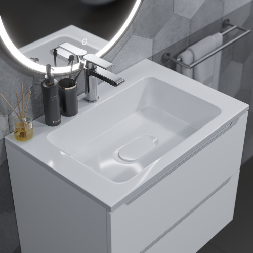 Раковина из литьевого мрамора Uperwood Modul 2911020339 62х45 полувстраиваемая цвет белый - фото 2