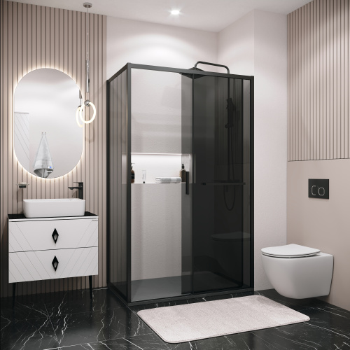 Душевая перегородка Grossman Style 200.K33.05.70.21.10 70х195 стекло тонированное профиль черный матовый - фото 5