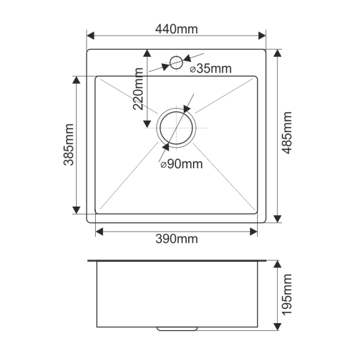 Кухонная мойка Melana ProfLine MLN-R44485HK+дозатор 44х49 цвет сатин поверхность матовая - фото 2