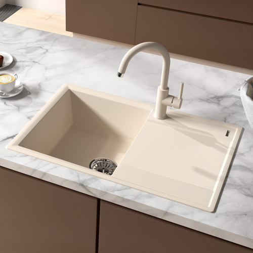 Кухонная мойка LeMark Imandra 760 9910026 76х50 цвет бежевый поверхность матовая - фото 3