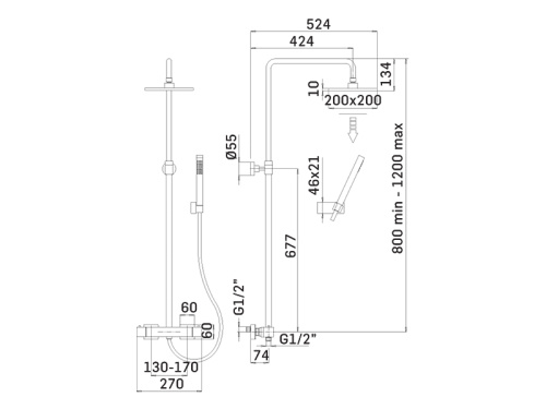 Душевая стойка Mamoli Shower Systems 38470852002K подвесная черный матовый - фото 2