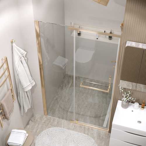 Душевая дверь Grossman Pragma 100.K33.03.120.32.00 120х195 стекло прозрачное профиль золото глянцевое - фото 5