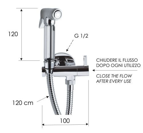 Гигиенический комплект с запорным вентилем Remer 332REZ336 хром - фото 2