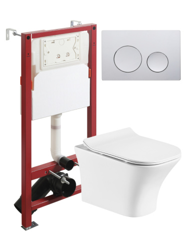 Комплект унитаз с инсталляцией и клавишей смыва Orange CI02-100W+APB100 - фото 2