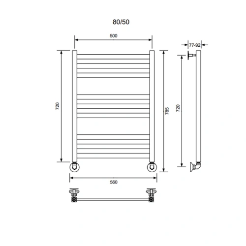 Полотенцесушитель Veconi Vero-B V8050GR-B 50х80 водяной графит - фото 3