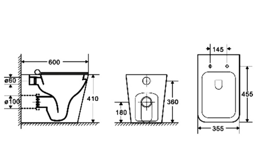 Унитаз приставной WeltWasser 10000003698 черный матовый с сиденьем микролифт безободковый душевой смыв - фото 2