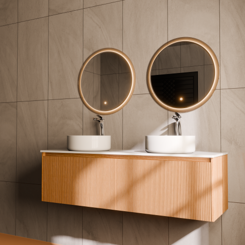 Тумба с раковиной+зеркало Art Decco Elizabeth (Элизабет) AEL14W11D3M0 140x45x40 подвесная цвет белый дуб - фото 2