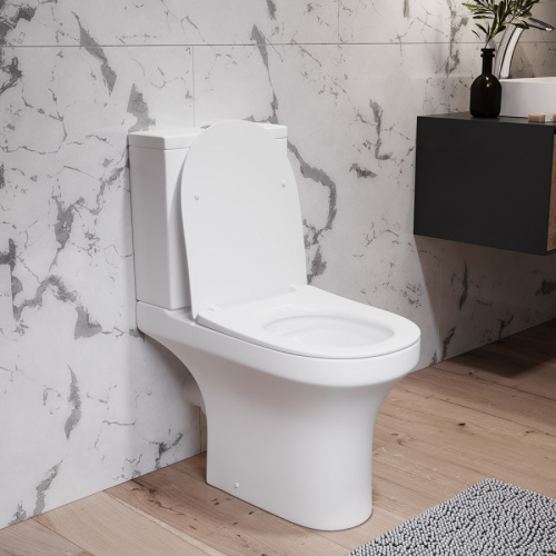 Унитаз напольный с бачком Damixa Skyline DX35C8600SC белый с сиденьем микролифт безободковый каскадный смыв - фото 4