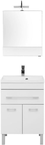 Комплект мебели: тумба с раковиной + зеркало-шкаф Aquanet Верона 00287657 58x48x155 напольный цвет белый - фото 3