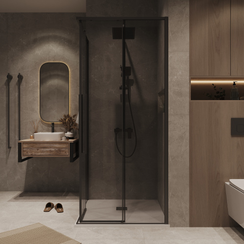 Душевая дверь Grossman Galaxy 1/2.K33.01.11.21.10 110х195 стекло тонированное профиль черный матовый - фото 5