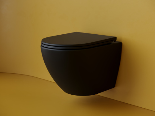 Унитаз подвесной Ceramica Nova METROPOL CN4002TMB черный матовый с сиденьем микролифт безободковый смыв торнадо - фото 2