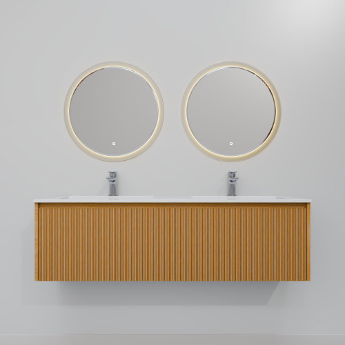 Тумба с раковиной+зеркало Art Decco Elizabeth (Элизабет) AEL14W11D1MF 140x45x40 подвесная цвет белый дуб - фото 4