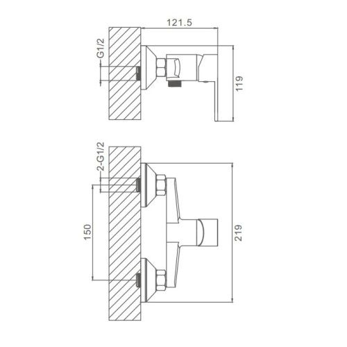Смеситель для ванны и душа ProHanss P64.20 настенный хром - фото 3