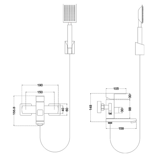 Смеситель для ванны и душа Melana Cubo 610205 настенный - фото 3