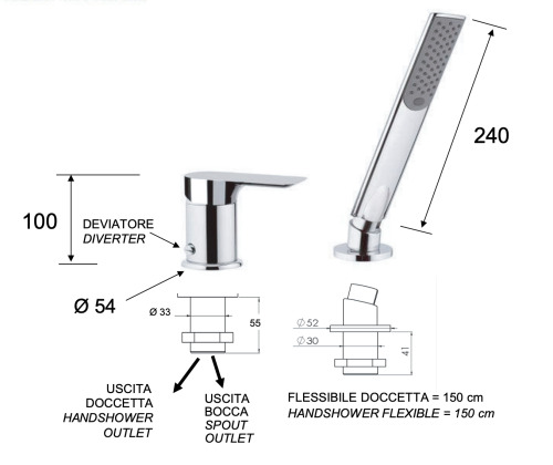 Смеситель Remer Infinity I27 на борт ванны хром - фото 2