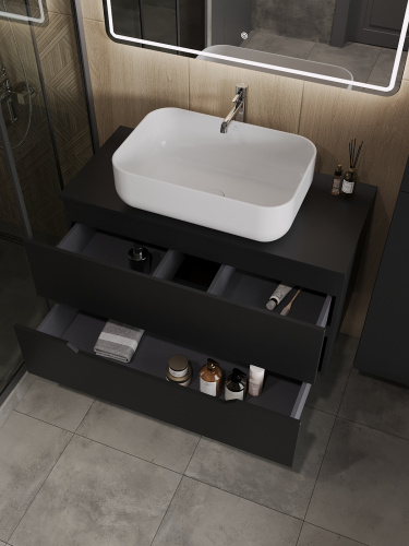 Тумба с раковиной Orange Line Li-100TubMDF+B03-600W 101х46х68 - фото 4