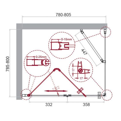 Душевой уголок BelBagno ALBANO ALBANO-AS-1-80-C-Cr 80х80 стекло прозрачное профиль хром без поддона - фото 2