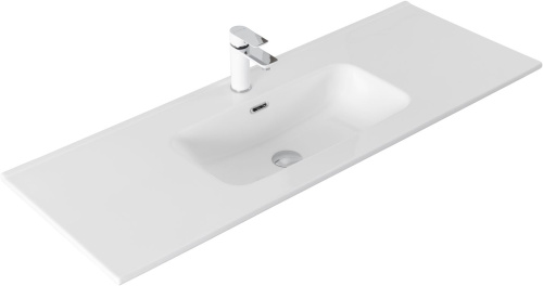 Раковина керамическая Aquanet Flat 00330427 120х47 полувстраиваемая цвет белый 1 отверстие под смеситель - фото 2