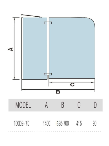 Душевая шторка на ванну WeltWasser WW100 10000000934 70х140 стекло прозрачное профиль хром глянцевый ориентация универсальная - фото 2