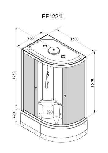 Душевая кабина Parly Effect EF1221L 120х80 асимметричная с крышей ориентация левая - фото 3