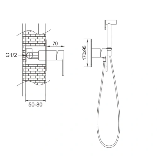 Гигиенический душ со смесителем Rose R205 хром - фото 3