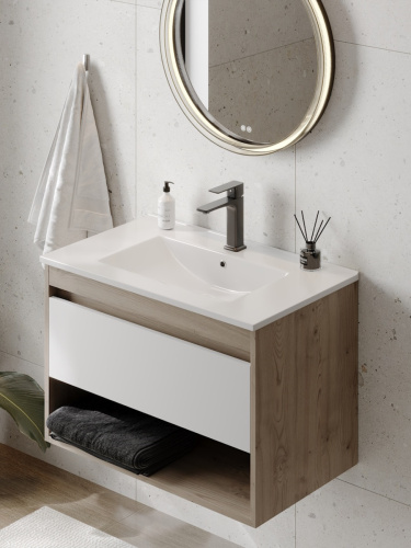 Раковина из сантехнического фарфора Teymi Ritta T51005 76х47 встраиваемая цвет белый 1 отверстие под смеситель - фото 3