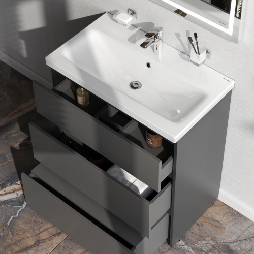 Тумба под раковину Am.Pm Gem S M91FSX0752GM 75х41х81 напольная цвет графит матовый - фото 4