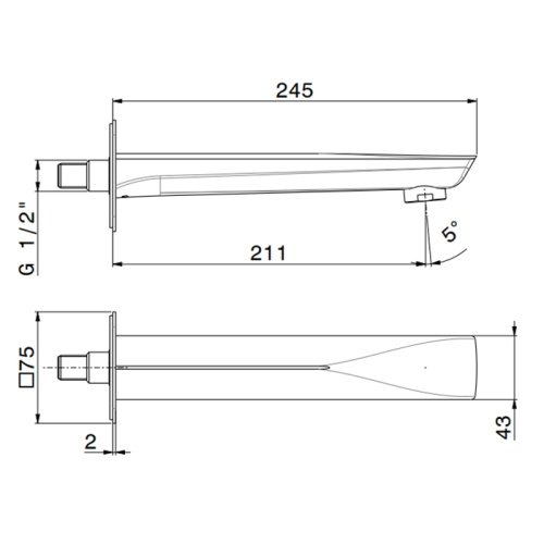 Излив для ванны Newform X-Steel 316 72288.21.018 настенный хром - фото 2