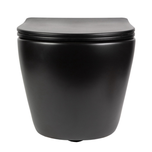 Унитаз подвесной Bond Oval F01-108 черный с сиденьем микролифт безободковый душевой смыв - фото 5