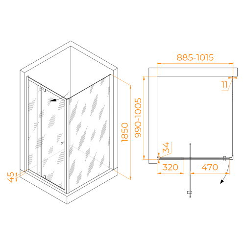Душевой уголок RGW Passage 41084490-011 90х100 стекло прозрачное профиль хром глянцевый без поддона - фото 2