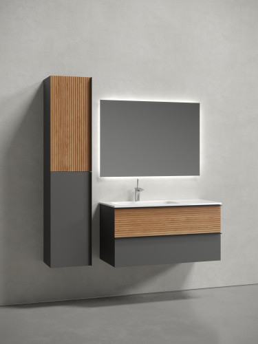 Тумба под раковину Sancos DELTA DL100LGR 100х45х50 подвесная цвет дуб красный/графит - фото 3