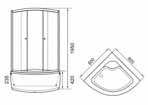 Душевой уголок Parly ZF80 80х80 стекло матовое профиль белый с поддоном - фото 2