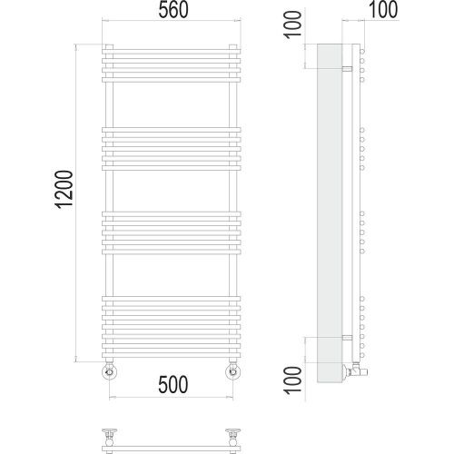Полотенцесушитель Terminus 4670078530561 56х120 водяной хром - фото 3