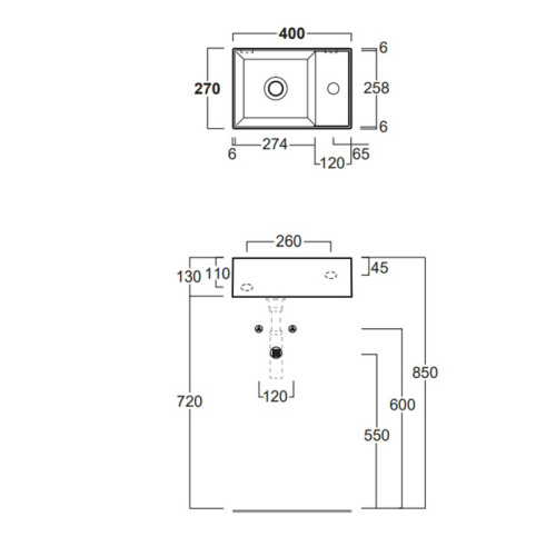 Раковина из санфаянса Simas Agile AG40 bi*1 40х27 подвесная цвет белый 1 отверстие под смеситель - фото 2