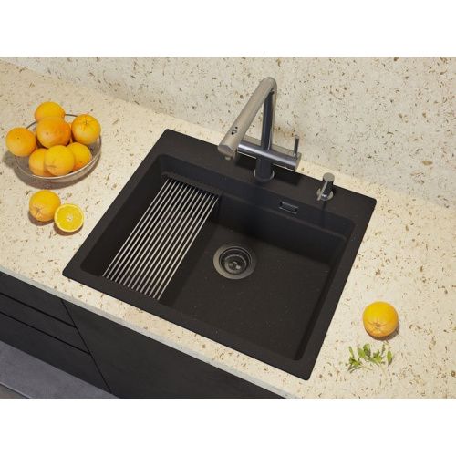 Кухонная мойка Grandex Aqua 500505 60х51 цвет черный металлик поверхность матовая - фото 5