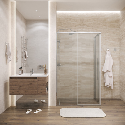 Душевая перегородка Grossman Galaxy 200.K33.01.90.10.02 90х195 стекло текстурное профиль хром глянцевый - фото 4