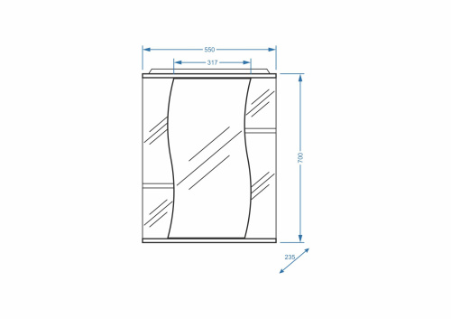 Зеркало-шкаф Stella Polar Волна SP-00000042 55х24х70 подвесной цвет белый - фото 2
