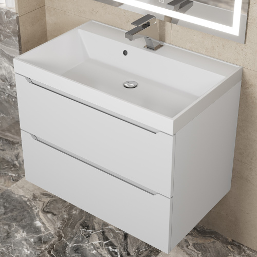 Раковина из литьевого мрамора Uperwood Classic 291020336 70х45 полувстраиваемая цвет белый глянцевый - фото 4