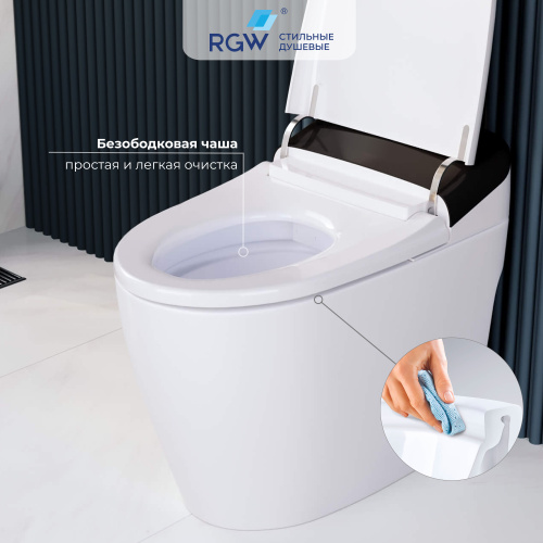 Унитаз приставной RGW 63420130-01 белый с сиденьем микролифт безободковый смыв торнадо - фото 4