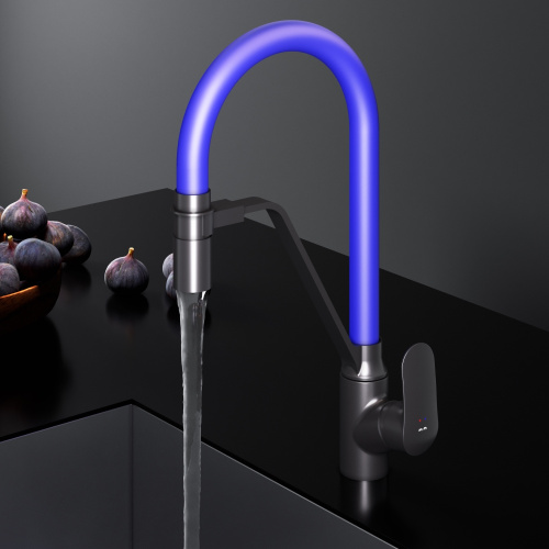 Смеситель для кухни Am.Pm Like F8007827 на мойку черный/синий - фото 3